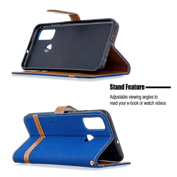 For Huawei P Smart (2020) Color Matching Denim Texture Horizontal Flip Leather Case with Holder & Card Slots & Wallet & Lanyard