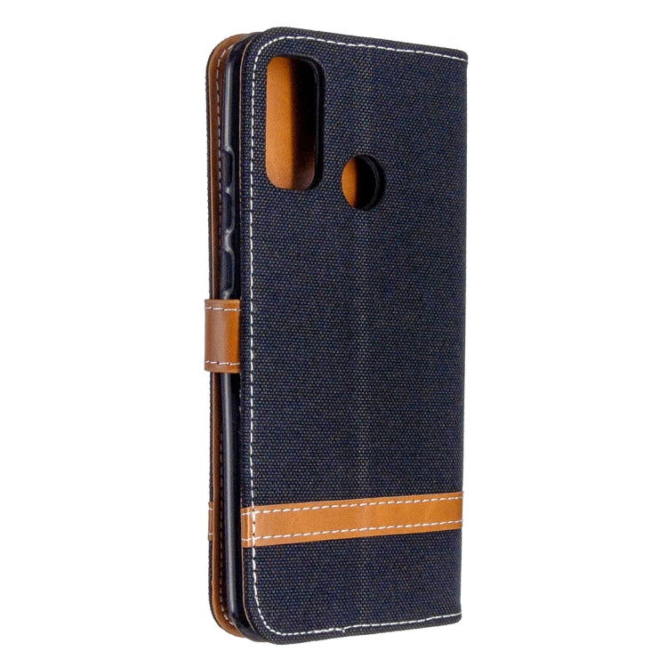 For Huawei P Smart (2020) Color Matching Denim Texture Horizontal Flip Leather Case with Holder & Card Slots & Wallet & Lanyard