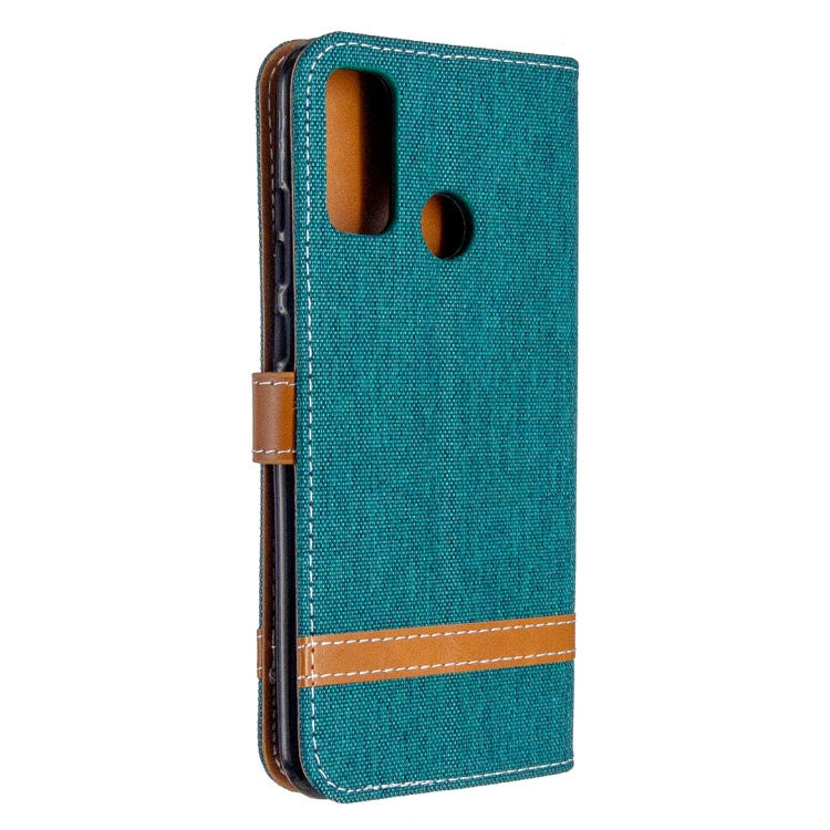 For Huawei P Smart (2020) Color Matching Denim Texture Horizontal Flip Leather Case with Holder & Card Slots & Wallet & Lanyard