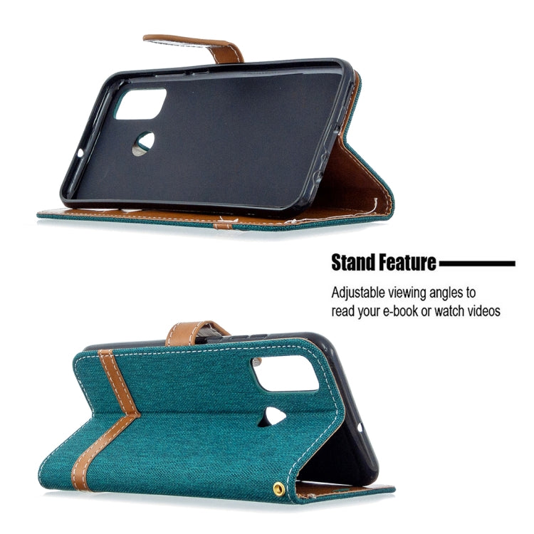 For Huawei P Smart (2020) Color Matching Denim Texture Horizontal Flip Leather Case with Holder & Card Slots & Wallet & Lanyard