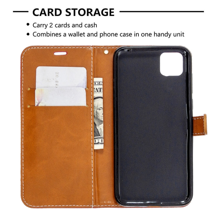 For Huawei Y5P / Honor 9S Color Matching Denim Texture Horizontal Flip Leather Case with Holder & Card Slots & Wallet & Lanyard