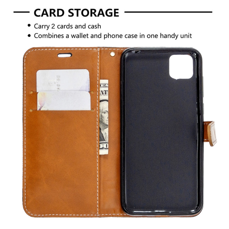 For Huawei Y5P / Honor 9S Color Matching Denim Texture Horizontal Flip Leather Case with Holder & Card Slots & Wallet & Lanyard