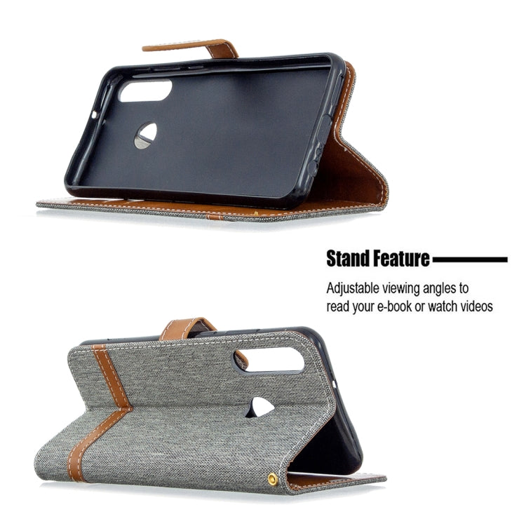 For Huawei Y6P Color Matching Denim Texture Horizontal Flip Leather Case with Holder & Card Slots & Wallet & Lanyard
