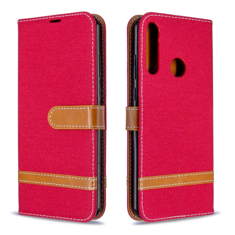 For Huawei Y6P Color Matching Denim Texture Horizontal Flip Leather Case with Holder & Card Slots & Wallet & Lanyard
