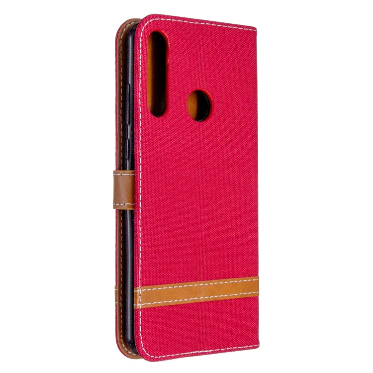 For Huawei Y6P Color Matching Denim Texture Horizontal Flip Leather Case with Holder & Card Slots & Wallet & Lanyard