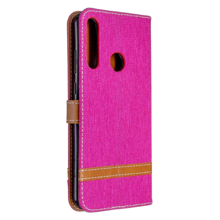 For Huawei Y6P Color Matching Denim Texture Horizontal Flip Leather Case with Holder & Card Slots & Wallet & Lanyard