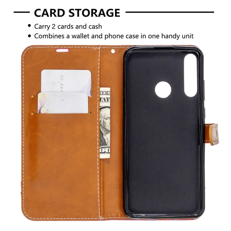 For Huawei Y6P Color Matching Denim Texture Horizontal Flip Leather Case with Holder & Card Slots & Wallet & Lanyard