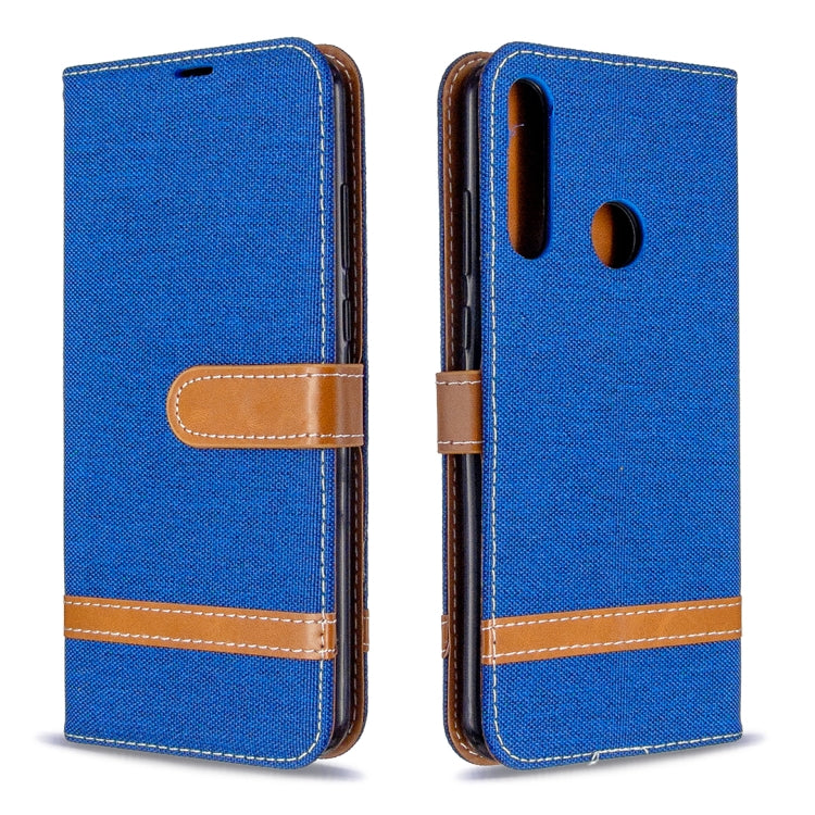 For Huawei Y6P Color Matching Denim Texture Horizontal Flip Leather Case with Holder & Card Slots & Wallet & Lanyard