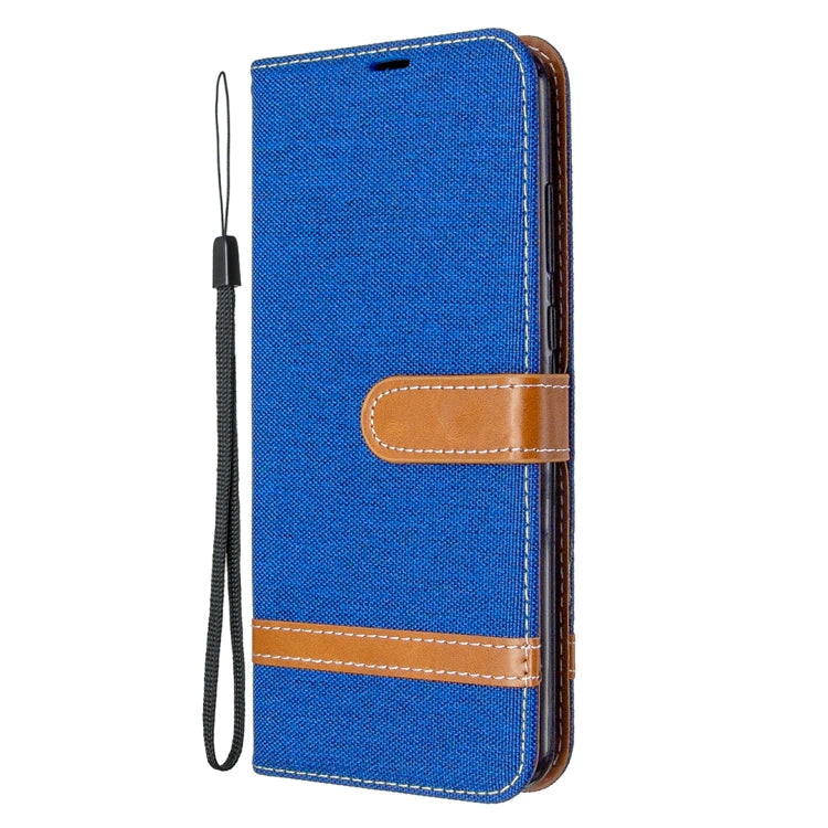 For Huawei Y6P Color Matching Denim Texture Horizontal Flip Leather Case with Holder & Card Slots & Wallet & Lanyard
