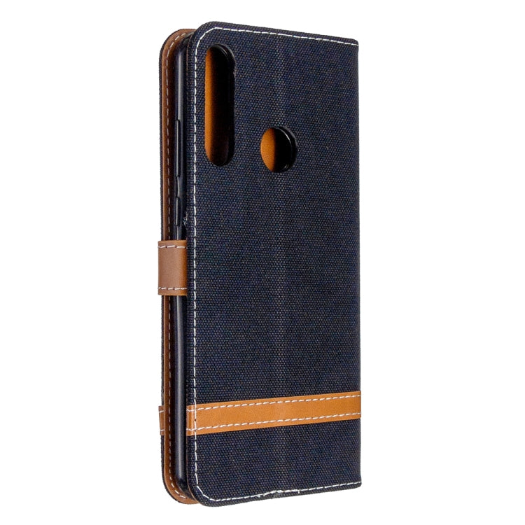 For Huawei Y6P Color Matching Denim Texture Horizontal Flip Leather Case with Holder & Card Slots & Wallet & Lanyard
