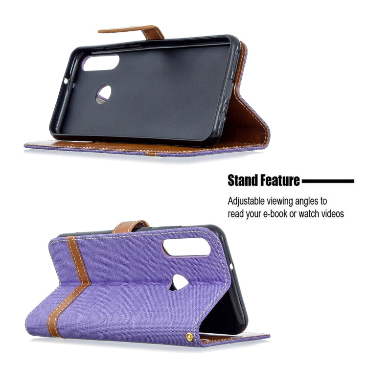 For Huawei Y6P Color Matching Denim Texture Horizontal Flip Leather Case with Holder & Card Slots & Wallet & Lanyard