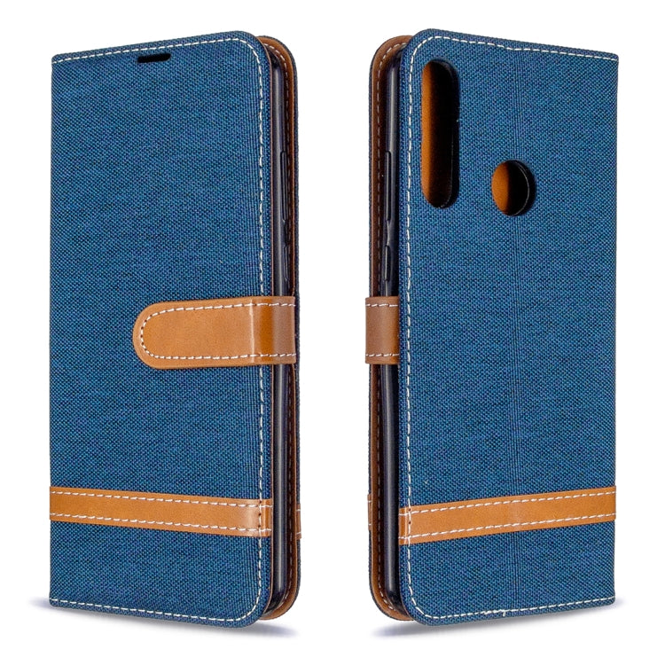 For Huawei Y6P Color Matching Denim Texture Horizontal Flip Leather Case with Holder & Card Slots & Wallet & Lanyard