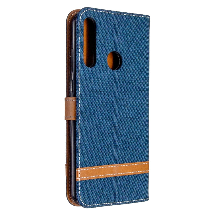 For Huawei Y6P Color Matching Denim Texture Horizontal Flip Leather Case with Holder & Card Slots & Wallet & Lanyard