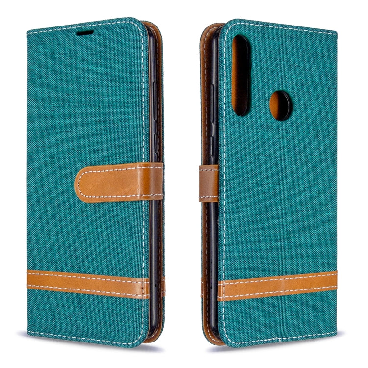 For Huawei Y6P Color Matching Denim Texture Horizontal Flip Leather Case with Holder & Card Slots & Wallet & Lanyard