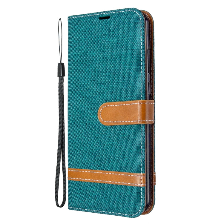 For Huawei Y6P Color Matching Denim Texture Horizontal Flip Leather Case with Holder & Card Slots & Wallet & Lanyard