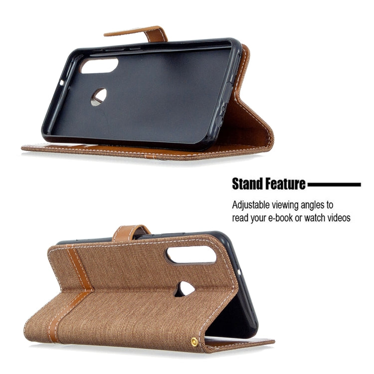 For Huawei Y6P Color Matching Denim Texture Horizontal Flip Leather Case with Holder & Card Slots & Wallet & Lanyard