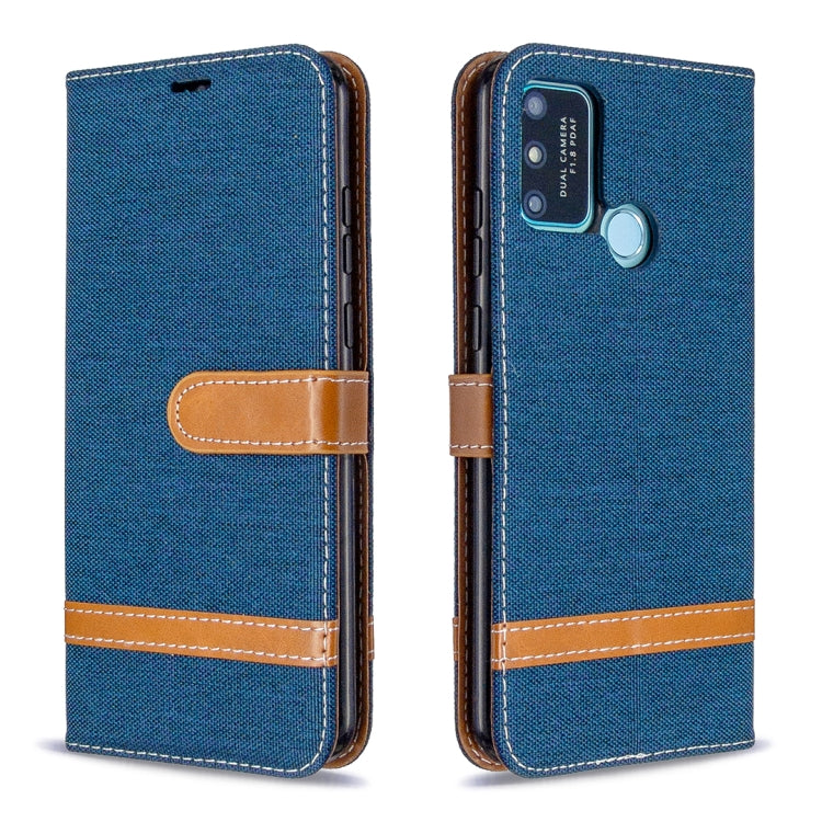 For Huawei Honor 9A Color Matching Denim Texture Horizontal Flip Leather Case with Holder & Card Slots & Wallet & Lanyard