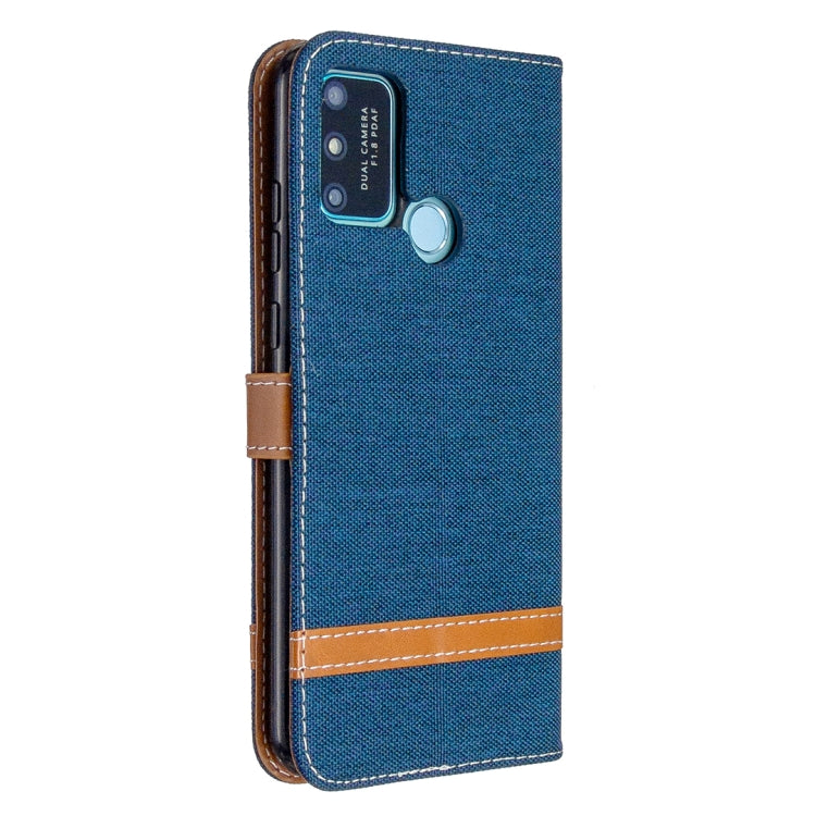 For Huawei Honor 9A Color Matching Denim Texture Horizontal Flip Leather Case with Holder & Card Slots & Wallet & Lanyard