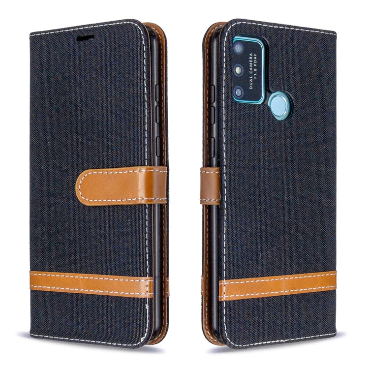 For Huawei Honor 9A Color Matching Denim Texture Horizontal Flip Leather Case with Holder & Card Slots & Wallet & Lanyard