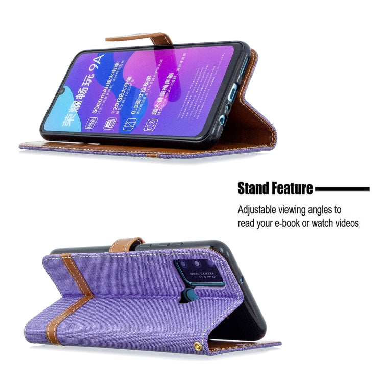 For Huawei Honor 9A Color Matching Denim Texture Horizontal Flip Leather Case with Holder & Card Slots & Wallet & Lanyard