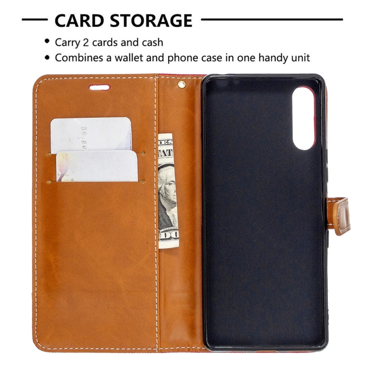 For Sony Xperia L4 Color Matching Denim Texture Horizontal Flip Leather Case with Holder & Card Slots & Wallet & Lanyard