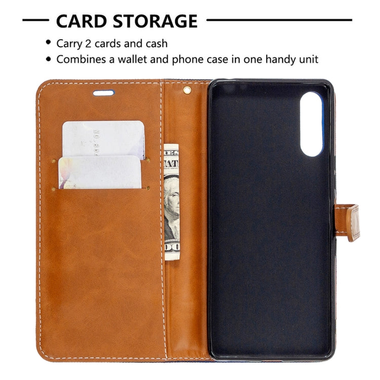 For Sony Xperia L4 Color Matching Denim Texture Horizontal Flip Leather Case with Holder & Card Slots & Wallet & Lanyard