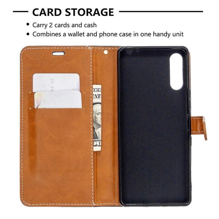 For Sony Xperia L4 Color Matching Denim Texture Horizontal Flip Leather Case with Holder & Card Slots & Wallet & Lanyard