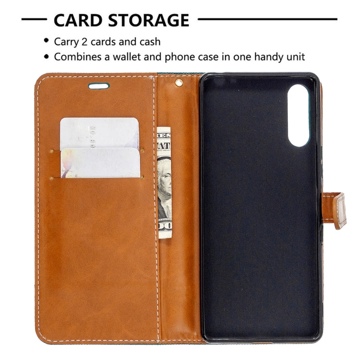 For Sony Xperia L4 Color Matching Denim Texture Horizontal Flip Leather Case with Holder & Card Slots & Wallet & Lanyard