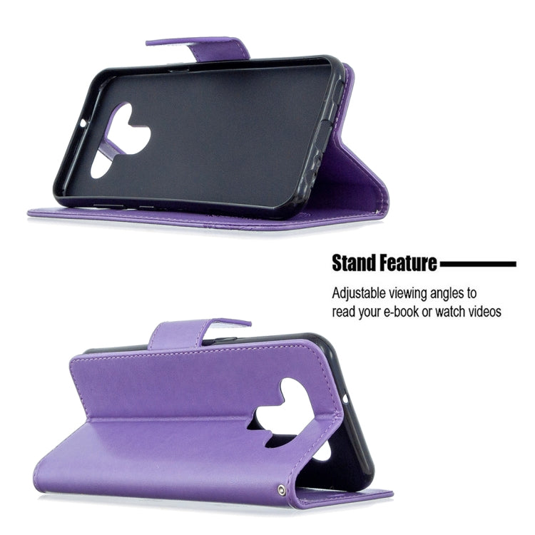 For LG K51 Two Butterflies Embossing Pattern Horizontal Flip Leather Case with Holder & Card Slot & Wallet & Lanyard