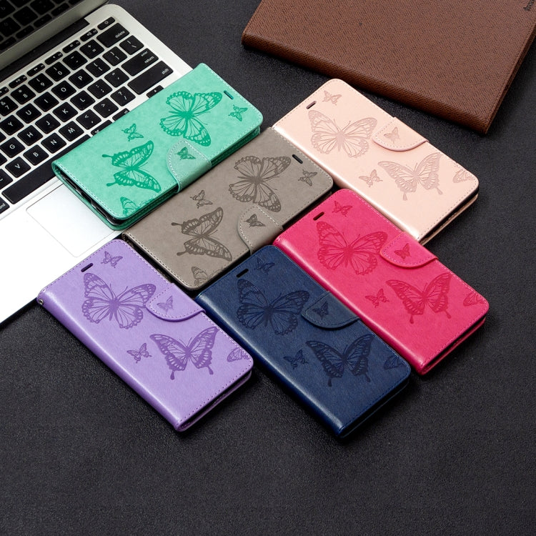 For LG K51 Two Butterflies Embossing Pattern Horizontal Flip Leather Case with Holder & Card Slot & Wallet & Lanyard
