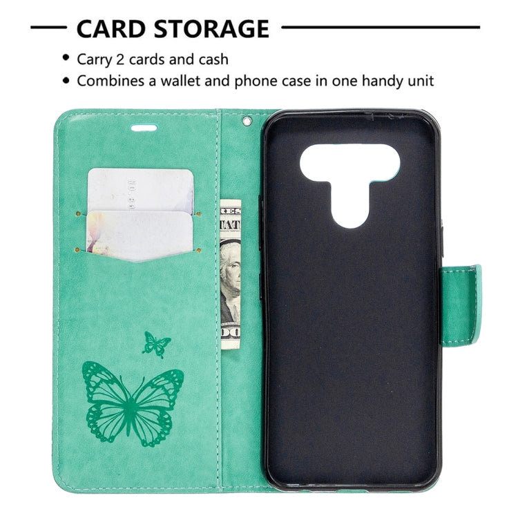 For LG K51 Two Butterflies Embossing Pattern Horizontal Flip Leather Case with Holder & Card Slot & Wallet & Lanyard