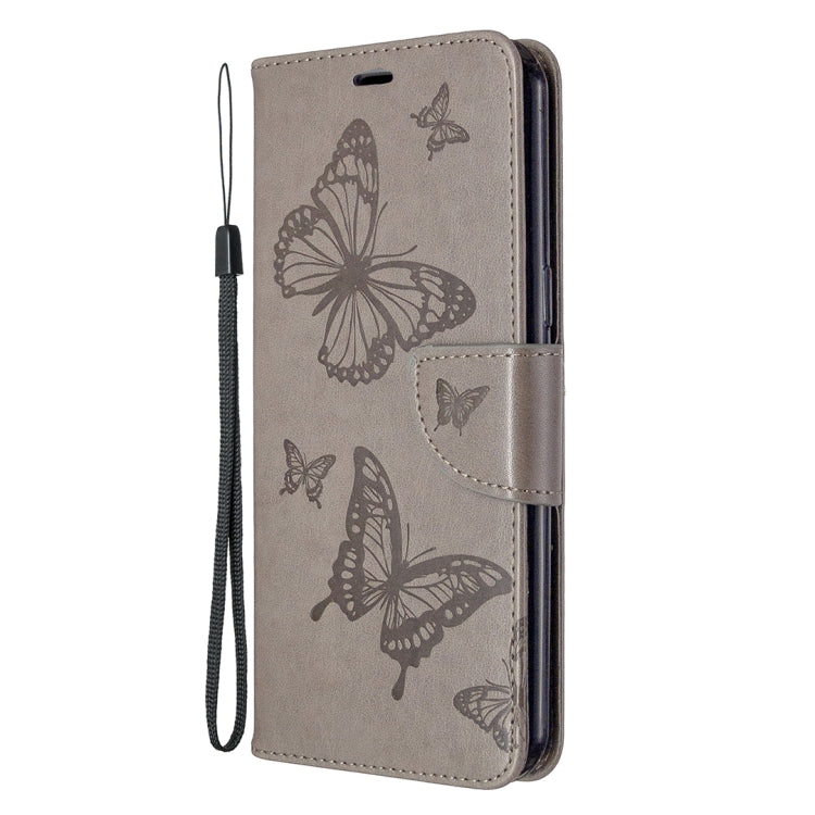 For LG K51 Two Butterflies Embossing Pattern Horizontal Flip Leather Case with Holder & Card Slot & Wallet & Lanyard