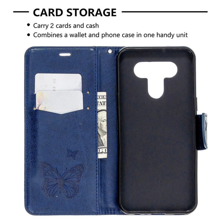For LG K51 Two Butterflies Embossing Pattern Horizontal Flip Leather Case with Holder & Card Slot & Wallet & Lanyard