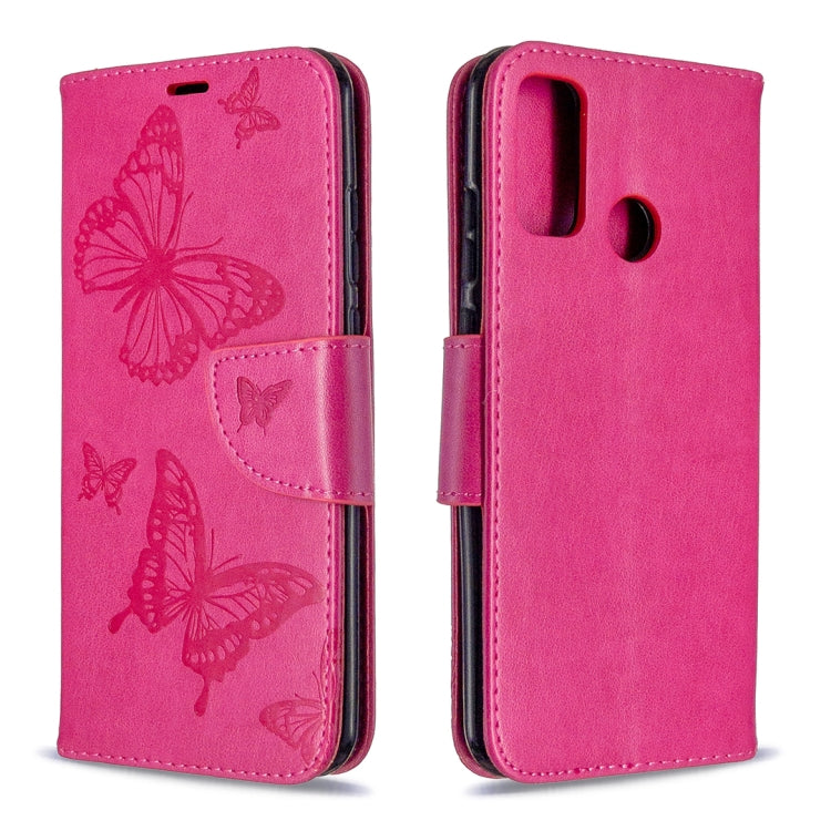 For Huawei P Smart (2020) Two Butterflies Embossing Pattern Horizontal Flip Leather Case with Holder & Card Slot & Wallet & Lanyard