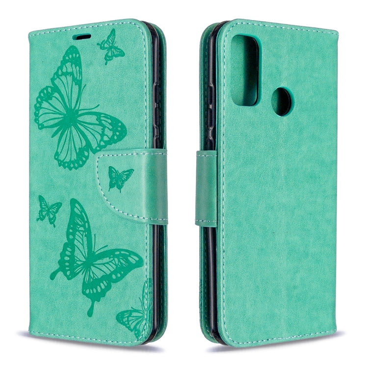 For Huawei P Smart (2020) Two Butterflies Embossing Pattern Horizontal Flip Leather Case with Holder & Card Slot & Wallet & Lanyard