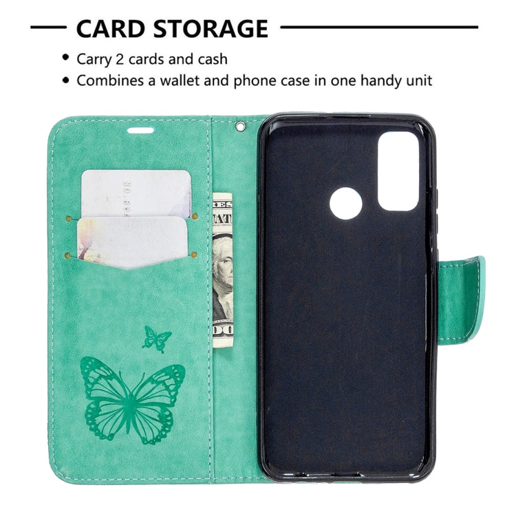 For Huawei P Smart (2020) Two Butterflies Embossing Pattern Horizontal Flip Leather Case with Holder & Card Slot & Wallet & Lanyard