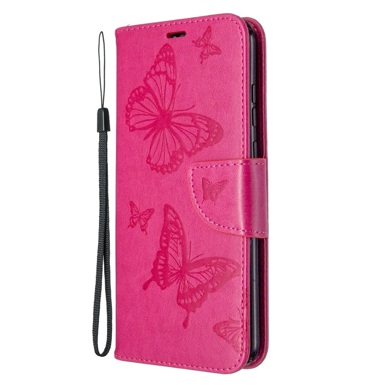 For Huawei Honor 9A Two Butterflies Embossing Pattern Horizontal Flip Leather Case with Holder & Card Slot & Wallet & Lanyard