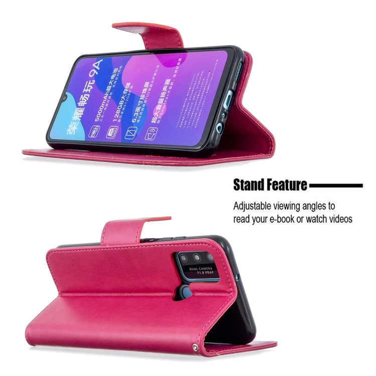 For Huawei Honor 9A Two Butterflies Embossing Pattern Horizontal Flip Leather Case with Holder & Card Slot & Wallet & Lanyard