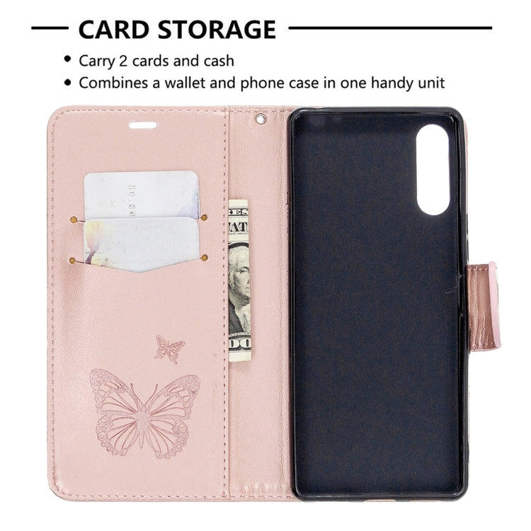For Sony Xperia L4 Two Butterflies Embossing Pattern Horizontal Flip Leather Case with Holder & Card Slot & Wallet & Lanyard