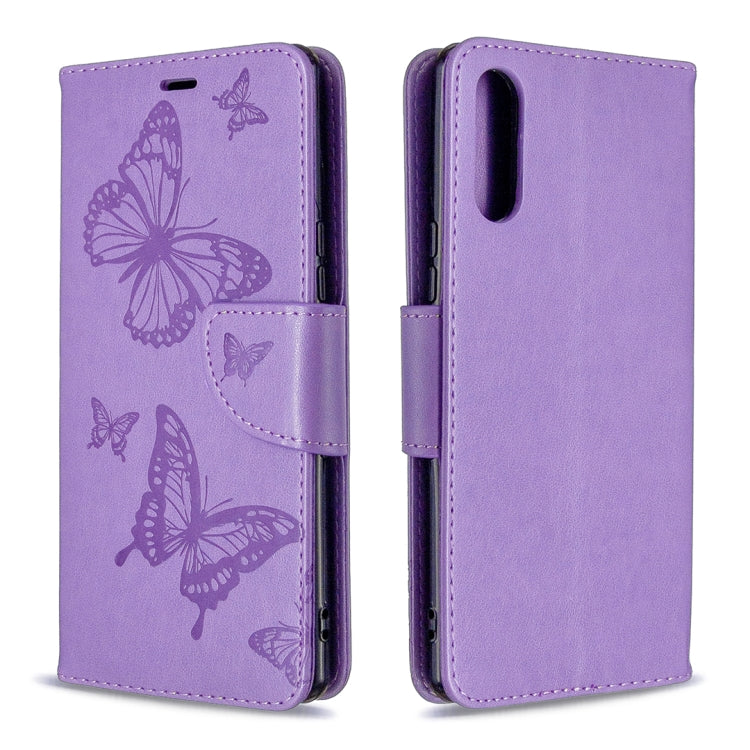 For Sony Xperia L4 Two Butterflies Embossing Pattern Horizontal Flip Leather Case with Holder & Card Slot & Wallet & Lanyard