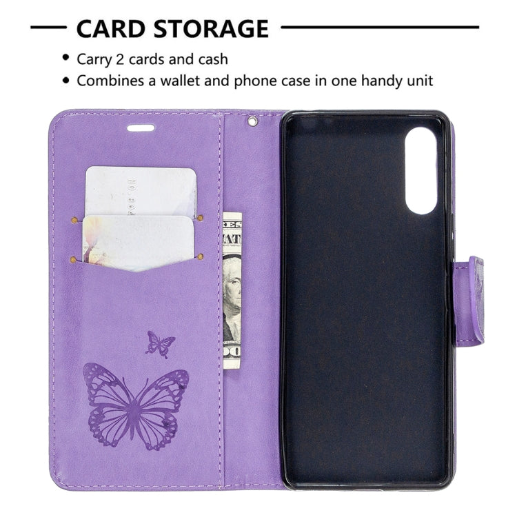 For Sony Xperia L4 Two Butterflies Embossing Pattern Horizontal Flip Leather Case with Holder & Card Slot & Wallet & Lanyard