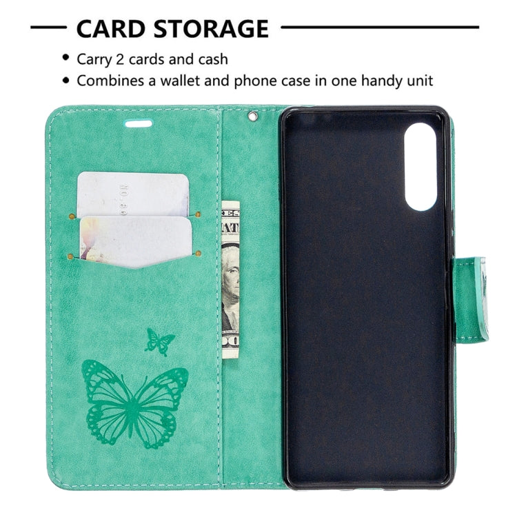 For Sony Xperia L4 Two Butterflies Embossing Pattern Horizontal Flip Leather Case with Holder & Card Slot & Wallet & Lanyard