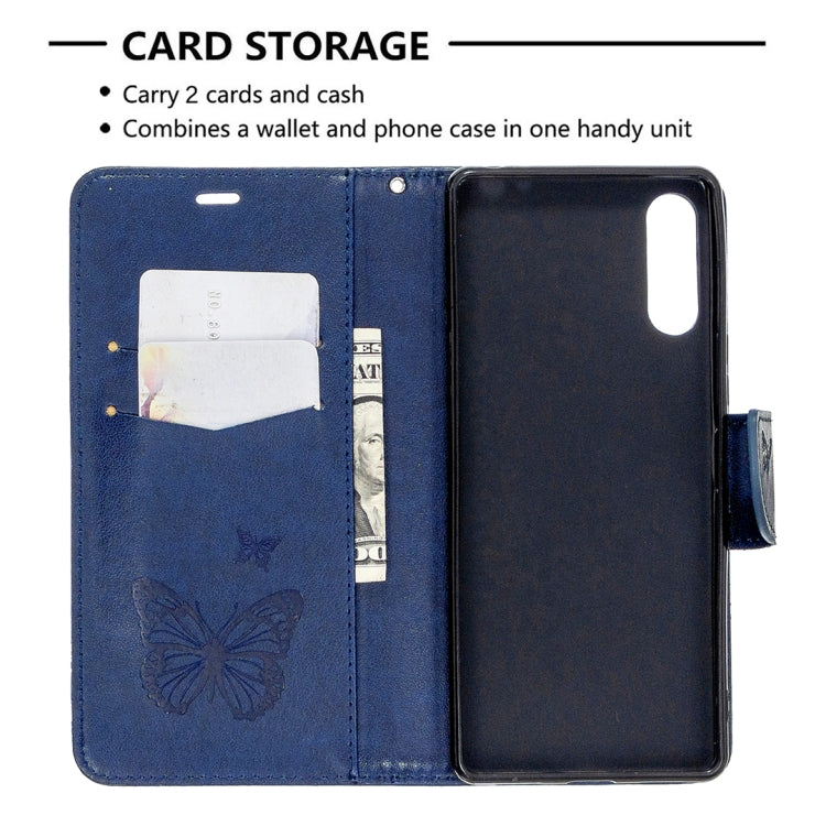 For Sony Xperia L4 Two Butterflies Embossing Pattern Horizontal Flip Leather Case with Holder & Card Slot & Wallet & Lanyard
