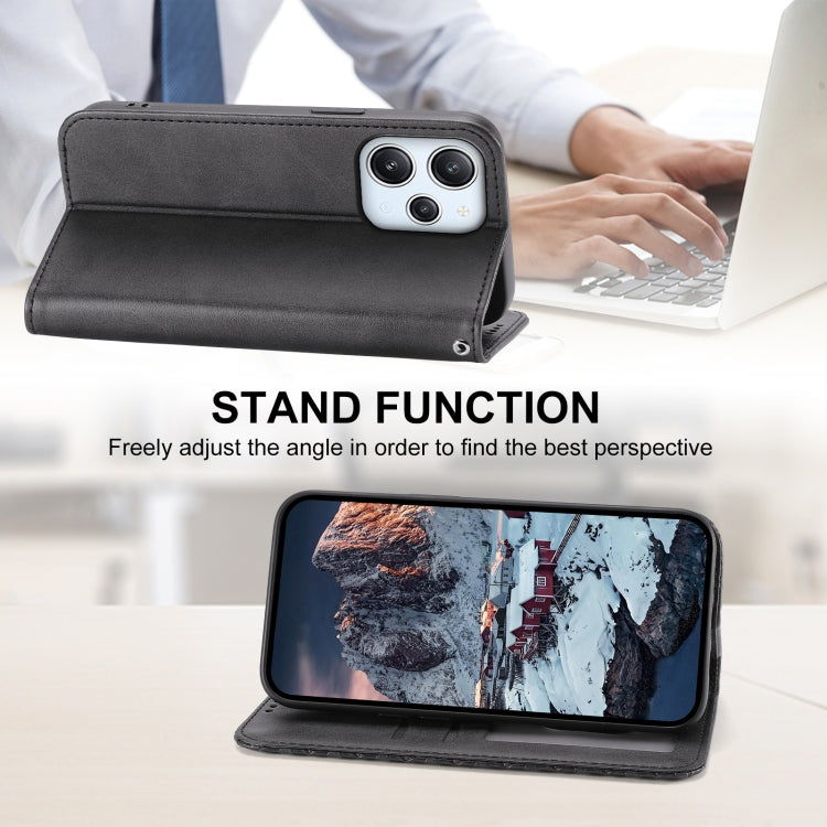 For Xiaomi Redmi 12 Cubic Grid Calf Texture Magnetic Leather Phone Case