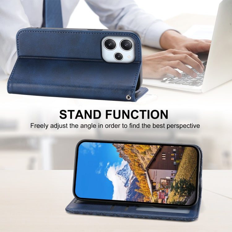 For Xiaomi Redmi 12 Cubic Grid Calf Texture Magnetic Leather Phone Case