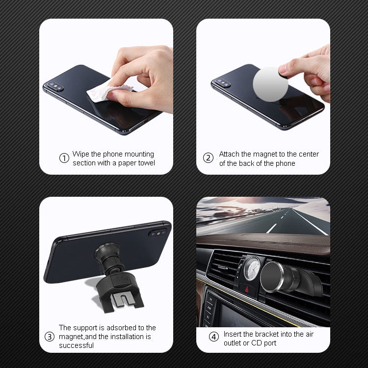 FLOVEME YXF223667 Air Outlet CD Port Magnetic Car Phone Holder(Black)