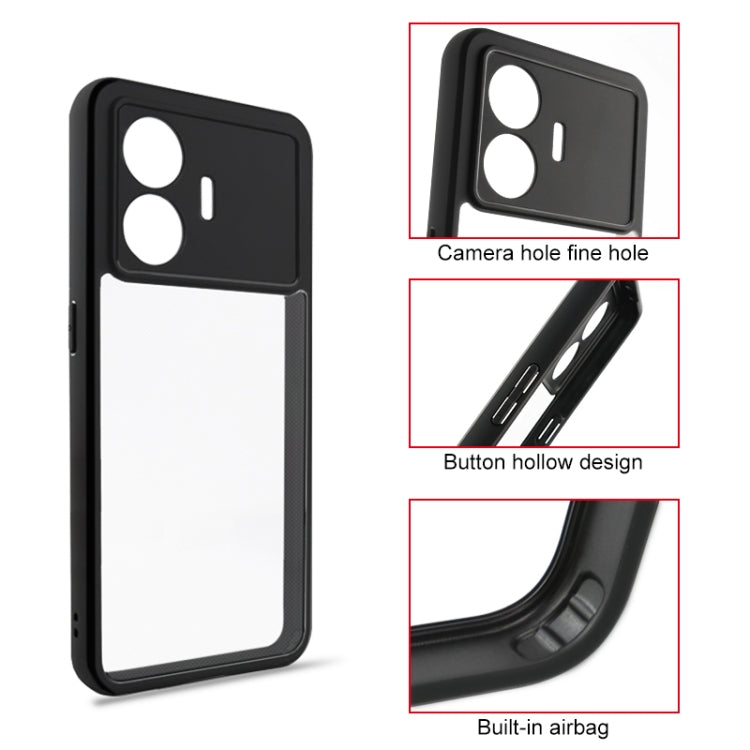 For Realme GT Neo5 SE Frosted TPU + Transparent PC Phone Case(Black)