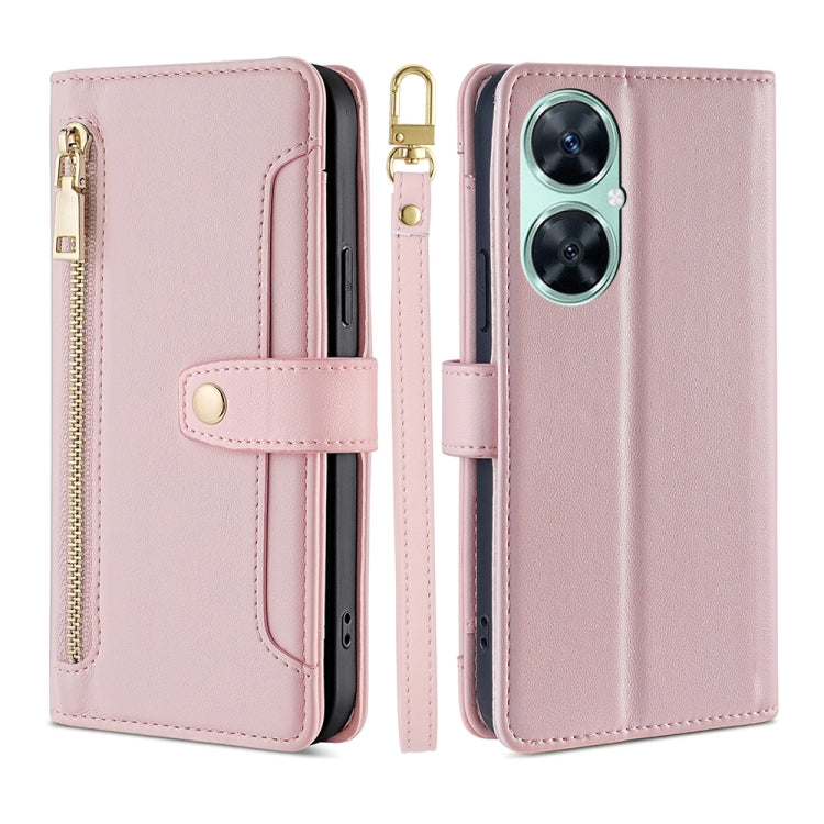For Huawei Enjoy 60 Pro / nova 11i Lite Sheep Texture Cross-body Zipper Wallet Leather Phone Case