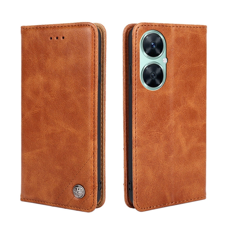 For Huawei Enjoy 60 Pro / nova 11i Non-Magnetic Retro Texture Leather Phone Case