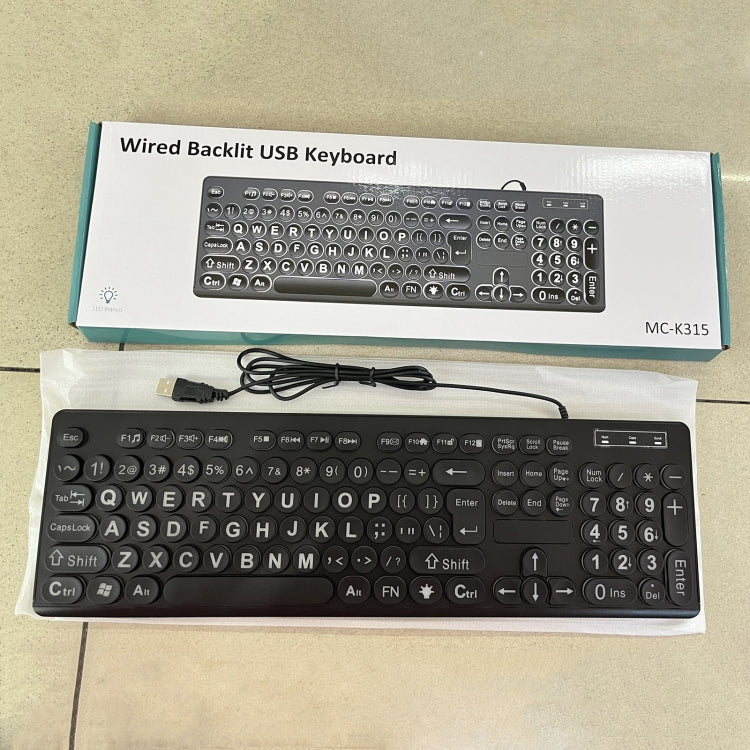 MC-K315 104 Keys Large Characters Blacklit Wired Keyboard(Black)